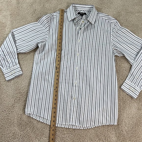 Womans Claiborne Button Front Shirt M White Black Striped MWT - Picture 5 of 15
